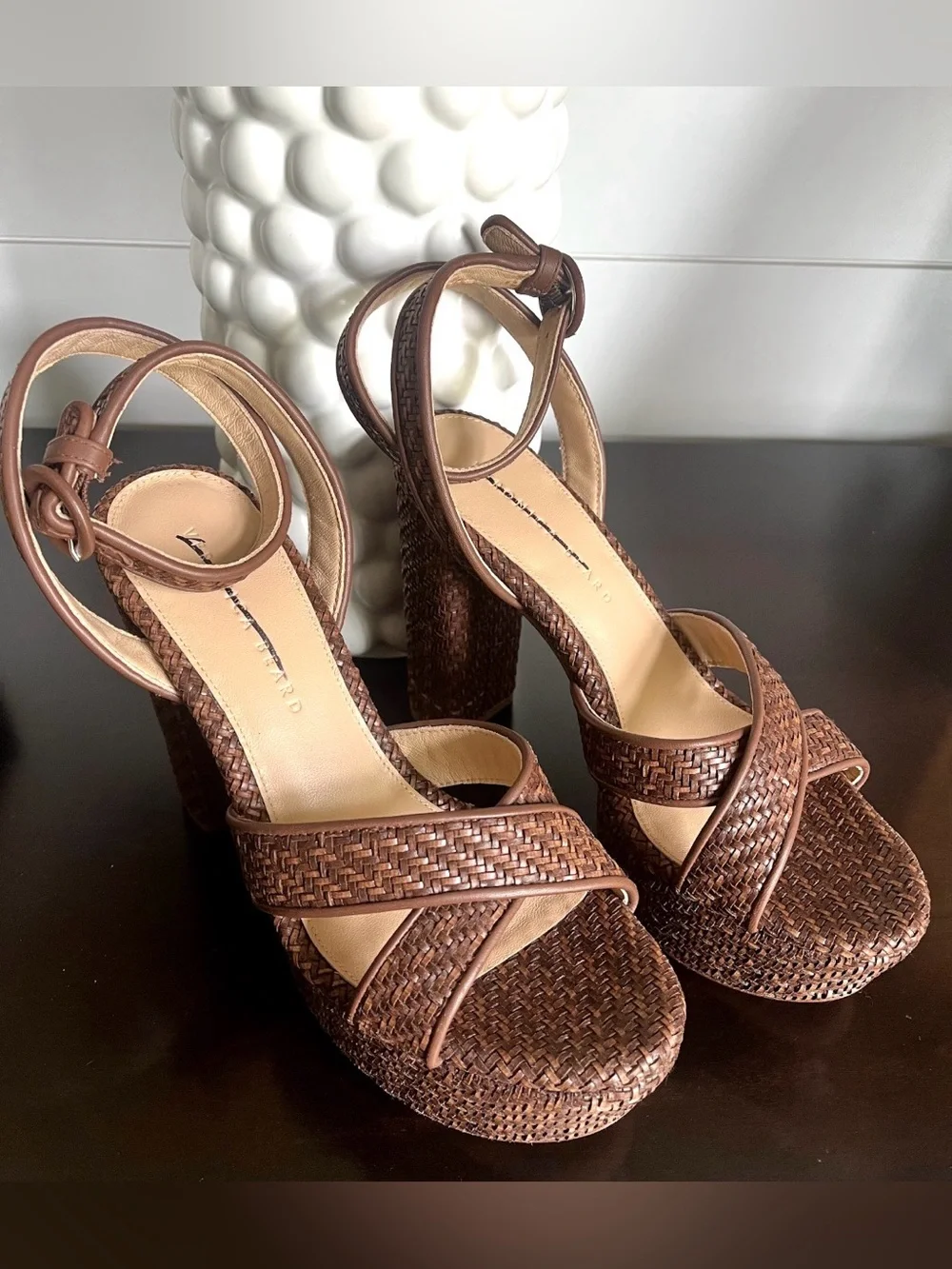 Veronica Beard Lalana Woven Platform Ankle-Strap Sandal